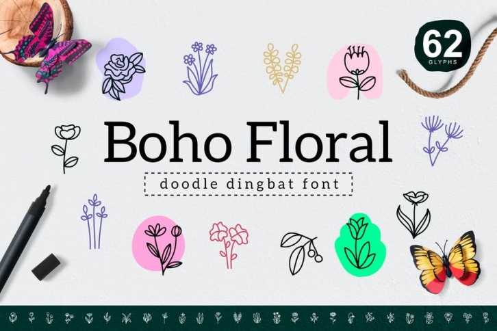 Boho Floral Dingbat Font Download