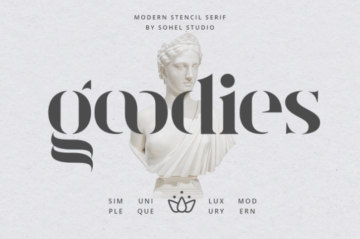 Goodies | Modern Stencil Serif Font Download