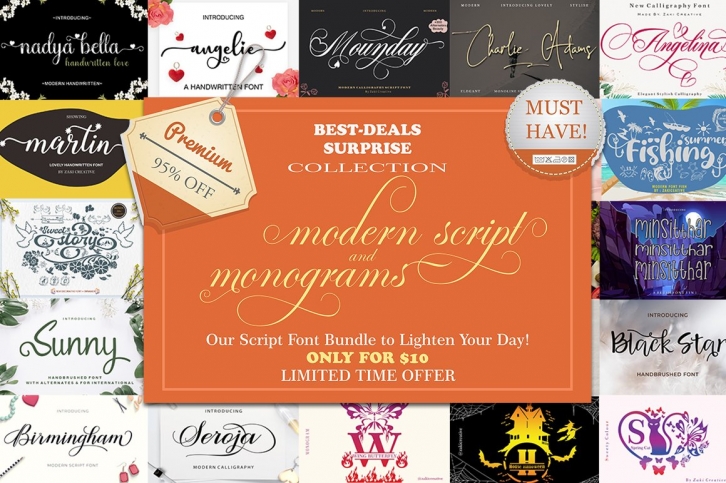 The Wonderful Bundle Script & Monogram Vol 1 Font Download