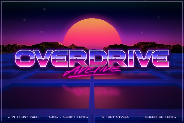 Overdrive Avenue – 2 in 1 Retro Wave Font Font Download