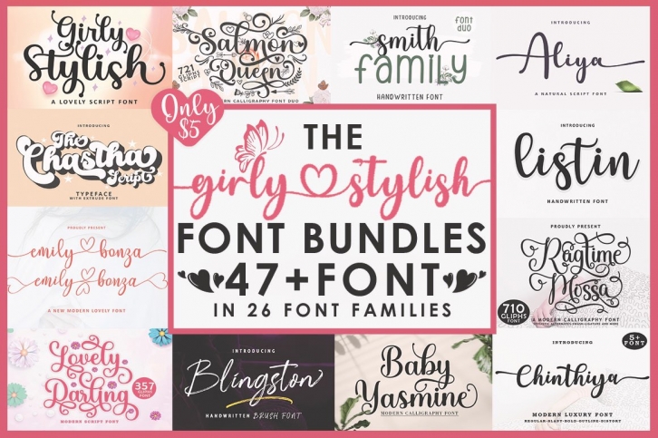 The Girly Stylish Bundles Font Download