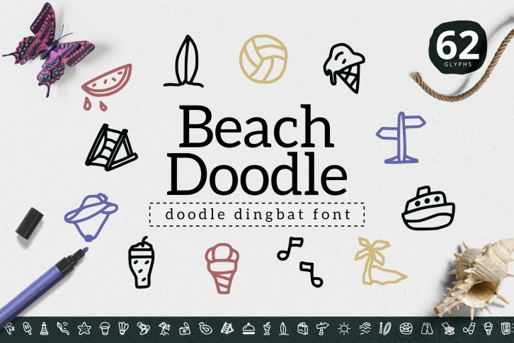 Beach Doodle Dingbat Font Download