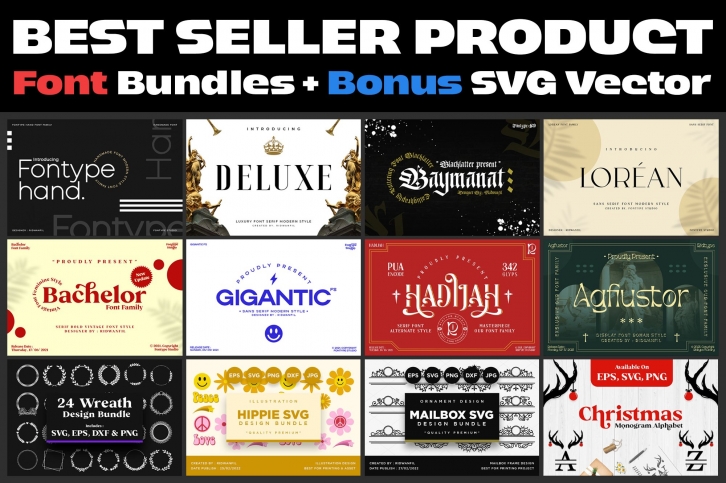 Best Seller Product Bundle & Bonus SVG Vector Font Download