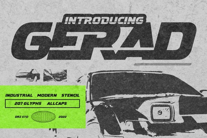 Gerad - Industrial Modern Stencil Font Font Download