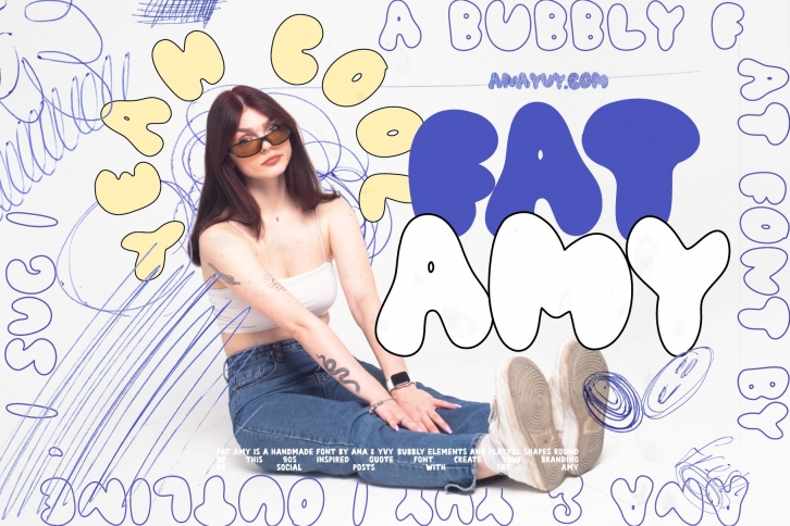 FAT AMY | 2000s bubbly graffiti font Font Download