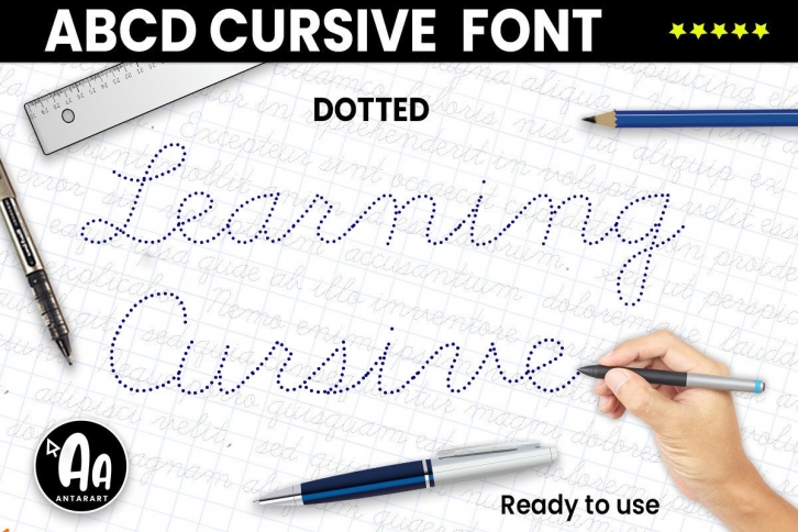 Abcd Cursive Dotted Font Download
