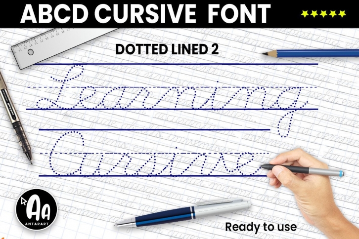 Abcd Cursive Dotted Lined2 Font Download