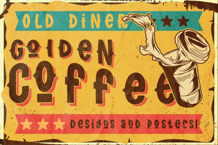 Golden coffee and designs Font Download