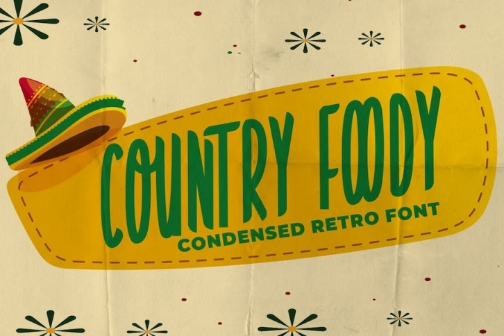 Country Foody - Condensed Retro Font Font Download