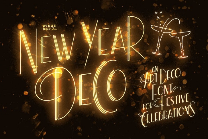 New Year Deco: A Festive Art Deco Font Font Download