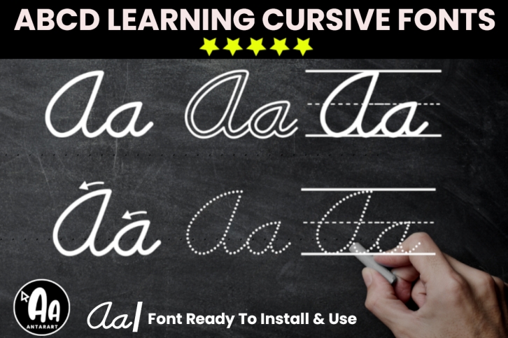 Abcd Cursive Handwriting Tracing Bundle Font Download