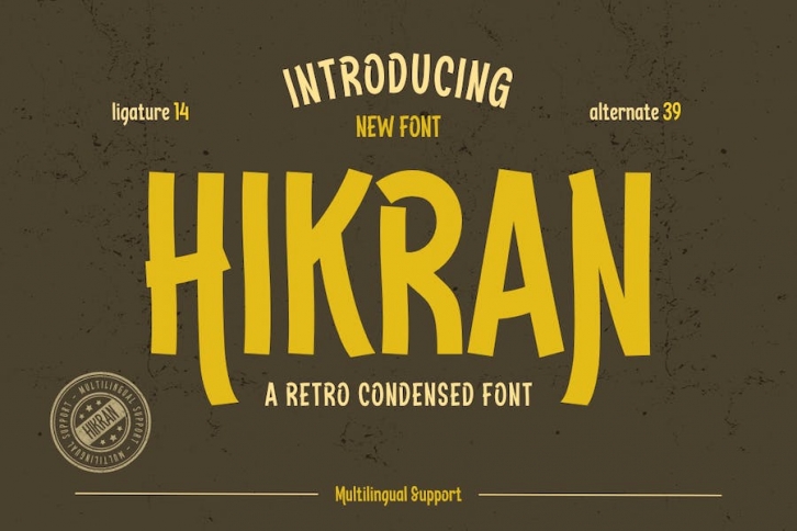 Hikran | Retro Condensed Font Font Download