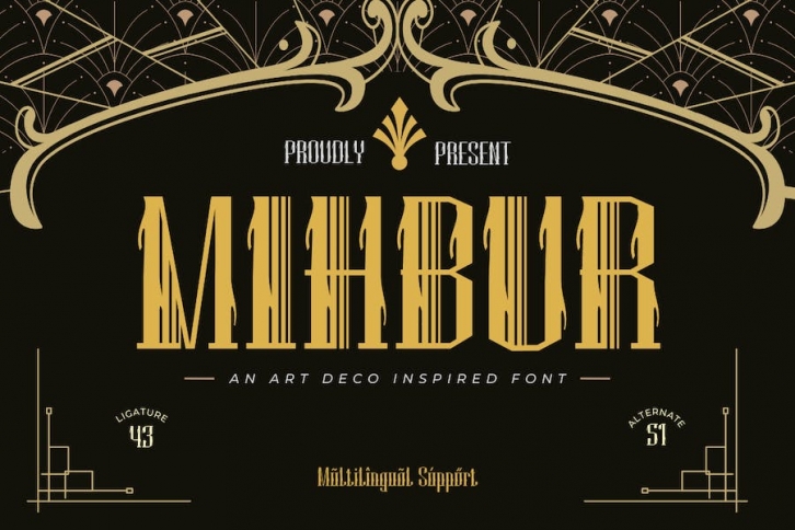 Mihbur | Art Deco Font Font Download