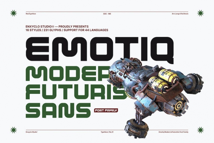 EMOTIQ - Modern & Futuristic Sans (16 Style) Font Download