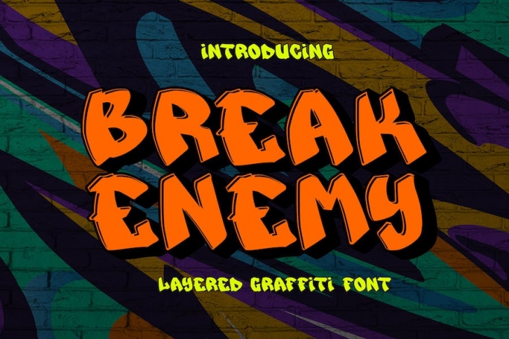 Break Enemy - 3d Layered Graffiti Font Font Download