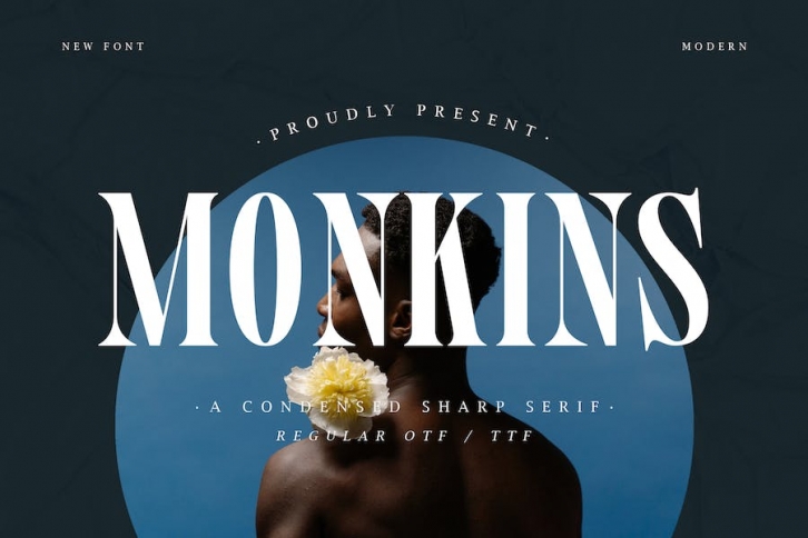 Monkins - A Condensed Sharp Serif Font Font Download