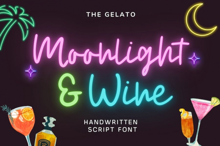 Moonlight and Wine Handwrtten Script Neon Font Font Download