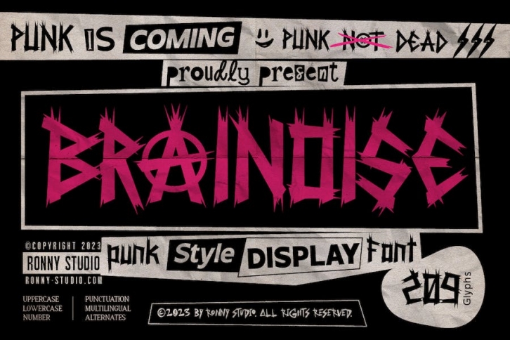 Brainoise - Punk Display Font Font Download