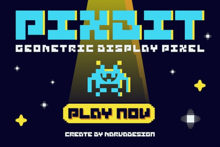 Pixbit - A Geometric Display Pixel Font Font Download