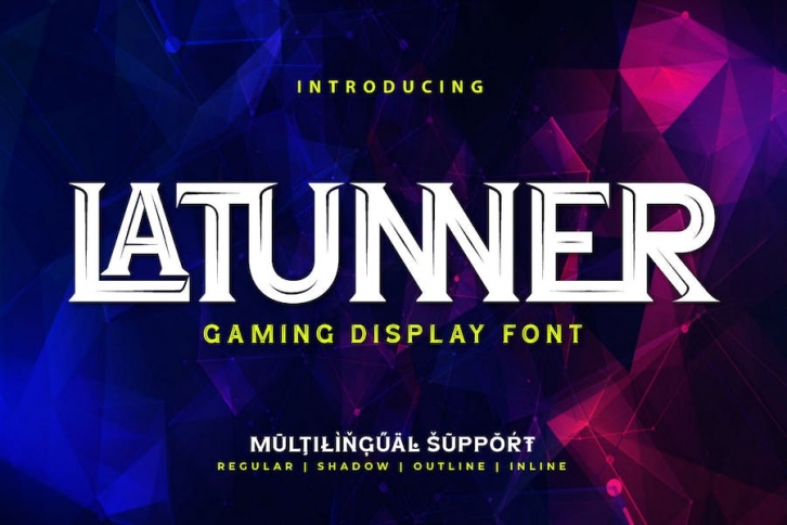 Latunner - Gaming Display Font Font Download