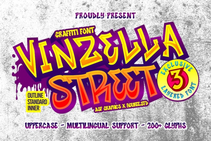 Vinzella Street - Layered Graffiti Font Font Download