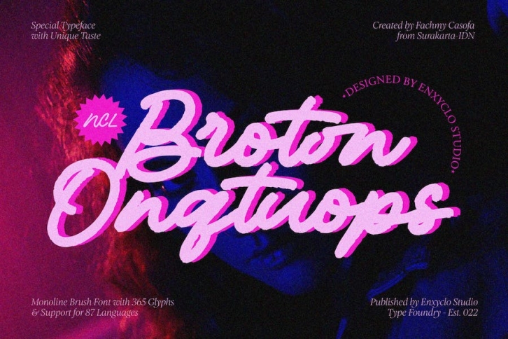 NCL Broton Onqtuops - Monoline Brush Font Font Download