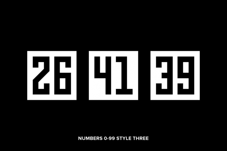 Numbers 0-99 Style Three Font Download