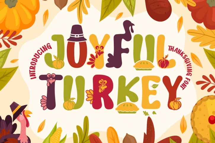 Joyful Turkey - Display Thanksgiving Font Font Download