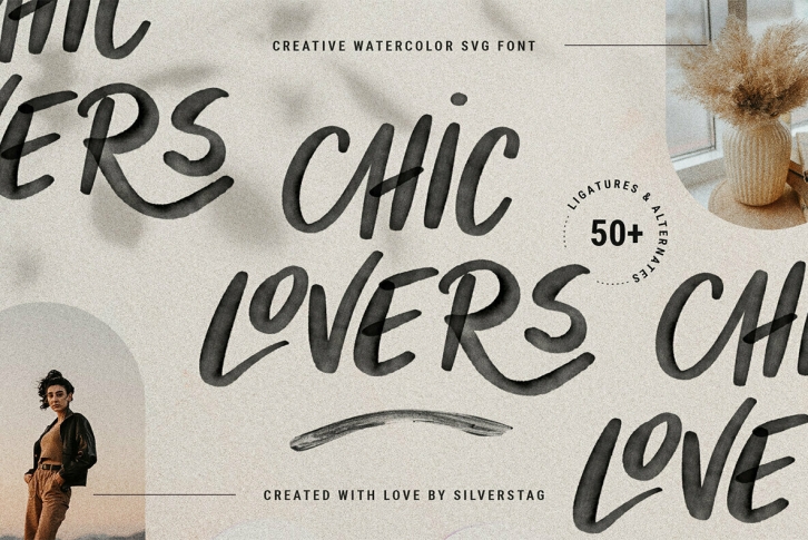 CHIC LOVERS - Watercolor SVG Font Font Download