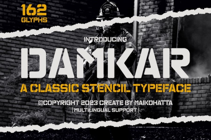 Damkar - Classic Stencil Typeface Font Download