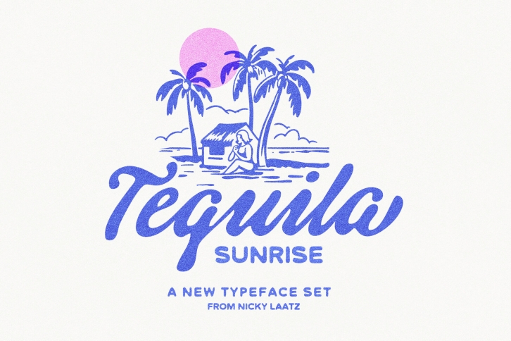 Tequila Sunrise: The Retro-Modern Typeface with a Splash of Ink Font Download