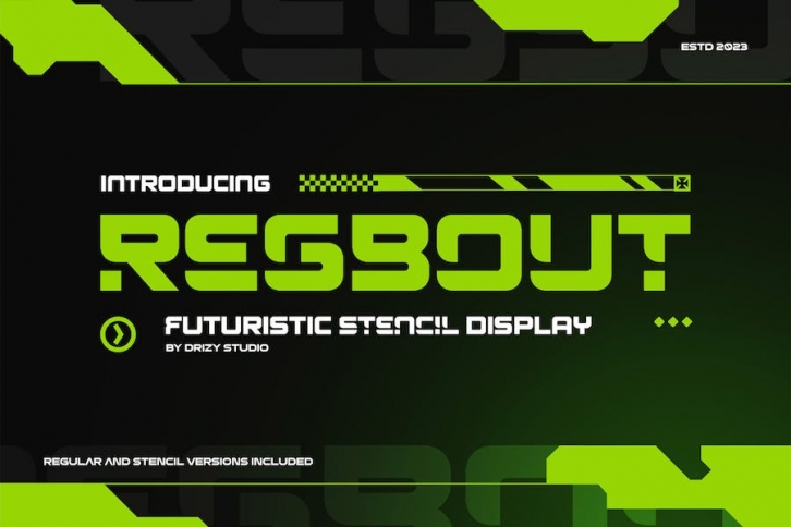 Regbout - Futuristic Stencil Font Font Download