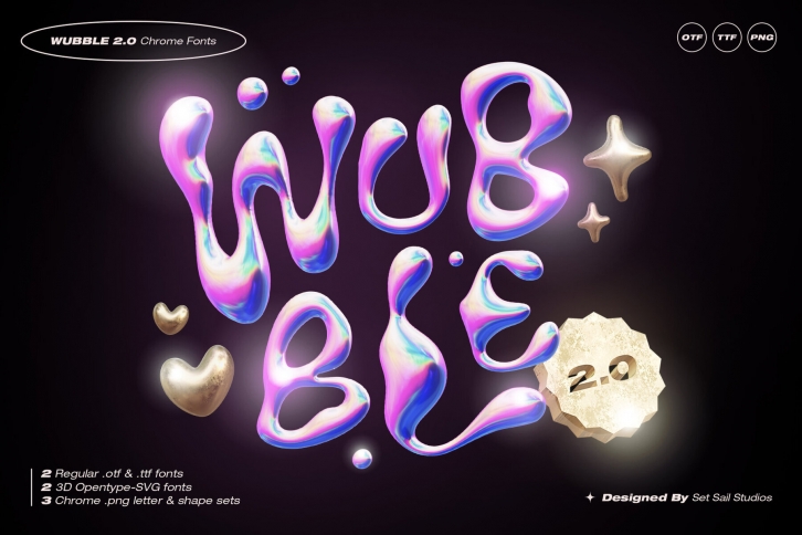 Wubble 2.0 3D Chrome Set Font Download