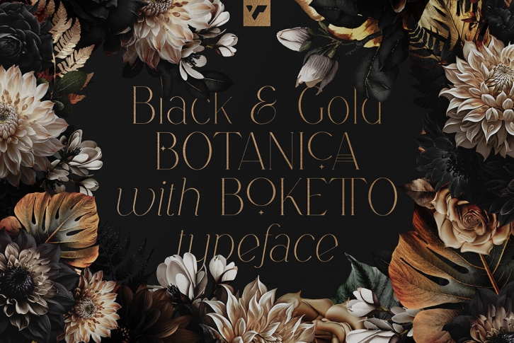 Black - Gold with Boketto typeface Font Font Download