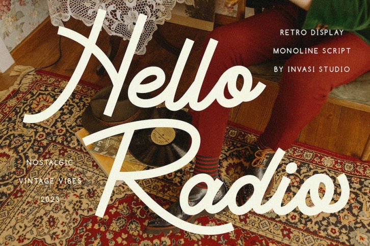 Hello Radio - Vintage Monoline Script Font Download