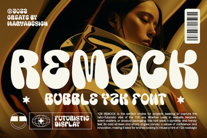 Remock - Retro Bubble Y2K Font Font Download