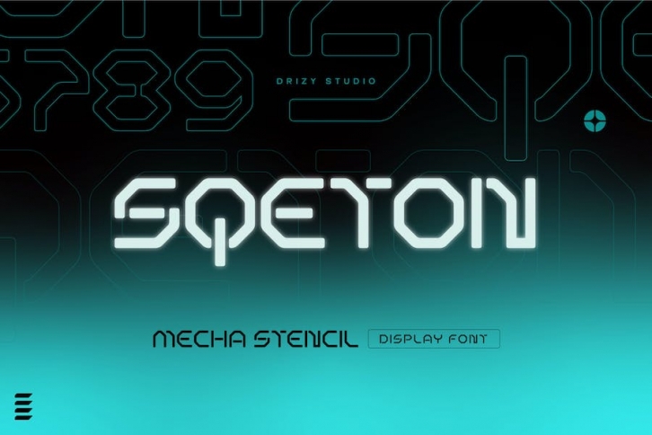 Sqeton - Mecha Stencil Display Font Font Download