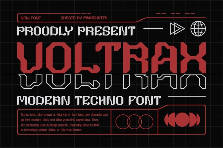 Voltrax - Modern Techno Font Font Download