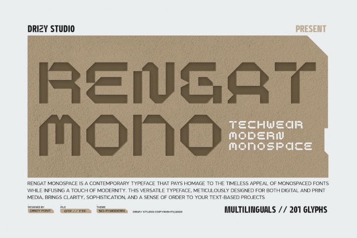 Rengat Mono - Monospace Font Font Download
