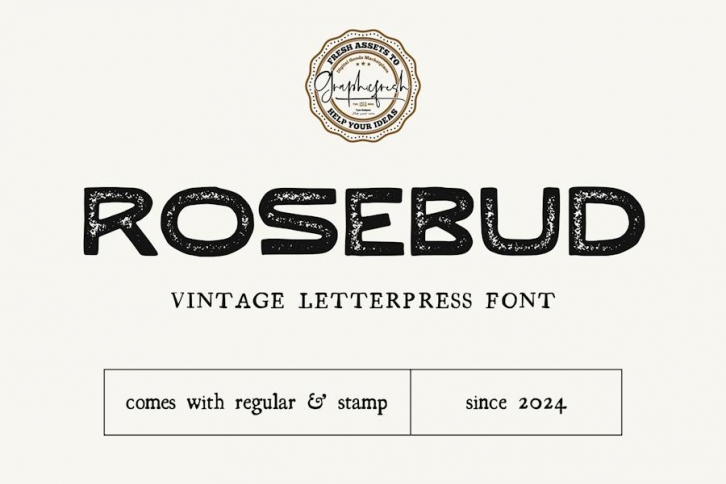 Rosebud - Vintage Letterpress Font Font Download