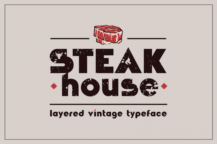 Steakhouse - layered vintage font Font Download