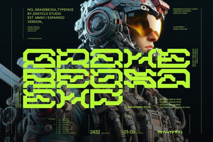 NCL Graxebeosa Expanded - Cyberpunk Futuristic Font Download