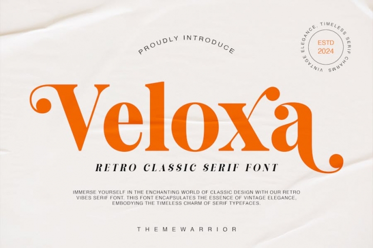 Veloxa - Retro Classic Serif Font Font Download