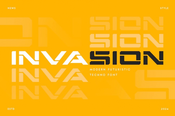 Invasion - Modern Futuristic Techno Font Font Download