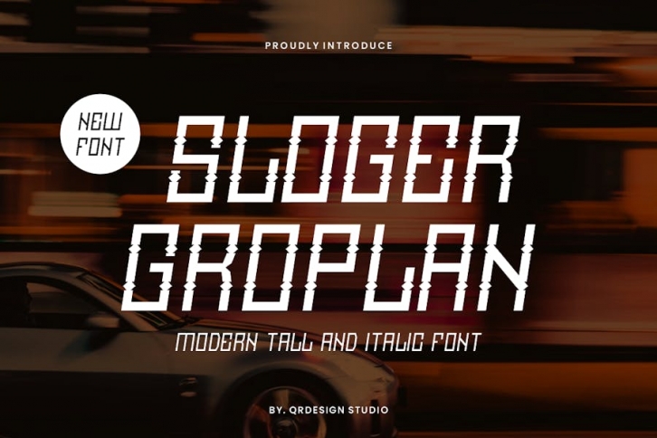 Sloger Groplan - Tall & Italic Font Font Download