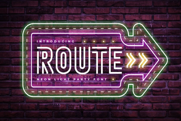 ROUTE - Neon Light Party Font Font Download