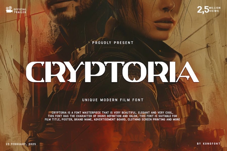 Cryptoria - Unique Modern Film Font Font Download