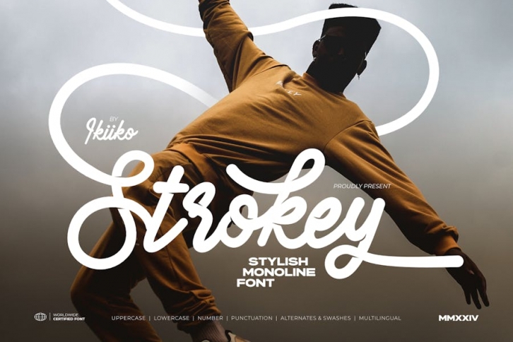 Strokey - Stylish Monoline Font Font Download