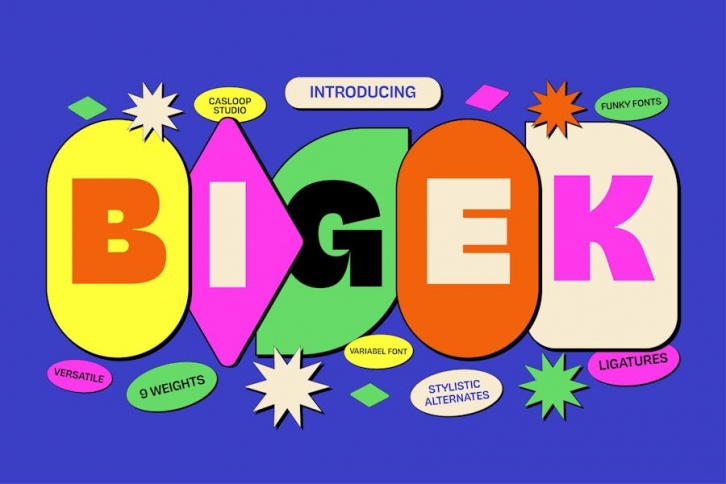 Bigek - Y2K Chunky Pop Retro Gen Z Big Comic Font Font Download