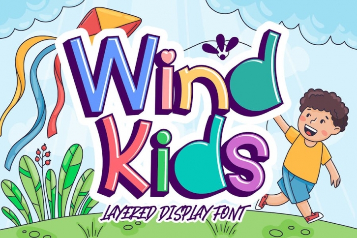 Wind Kids - Layered Display Font Font Download